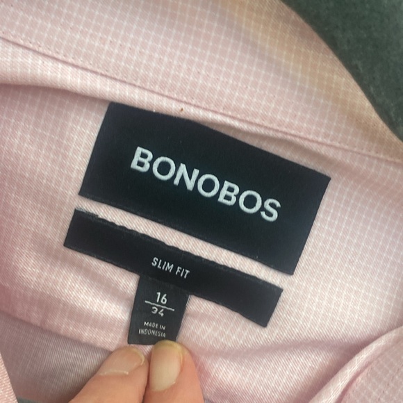 Bonobos slim fit pink & white check Long sleeve button down 16 Neck 34 sleeve - Picture 5 of 5